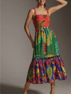 New without Tags Farm Rio Mixed Print Tiered Maxi Dress